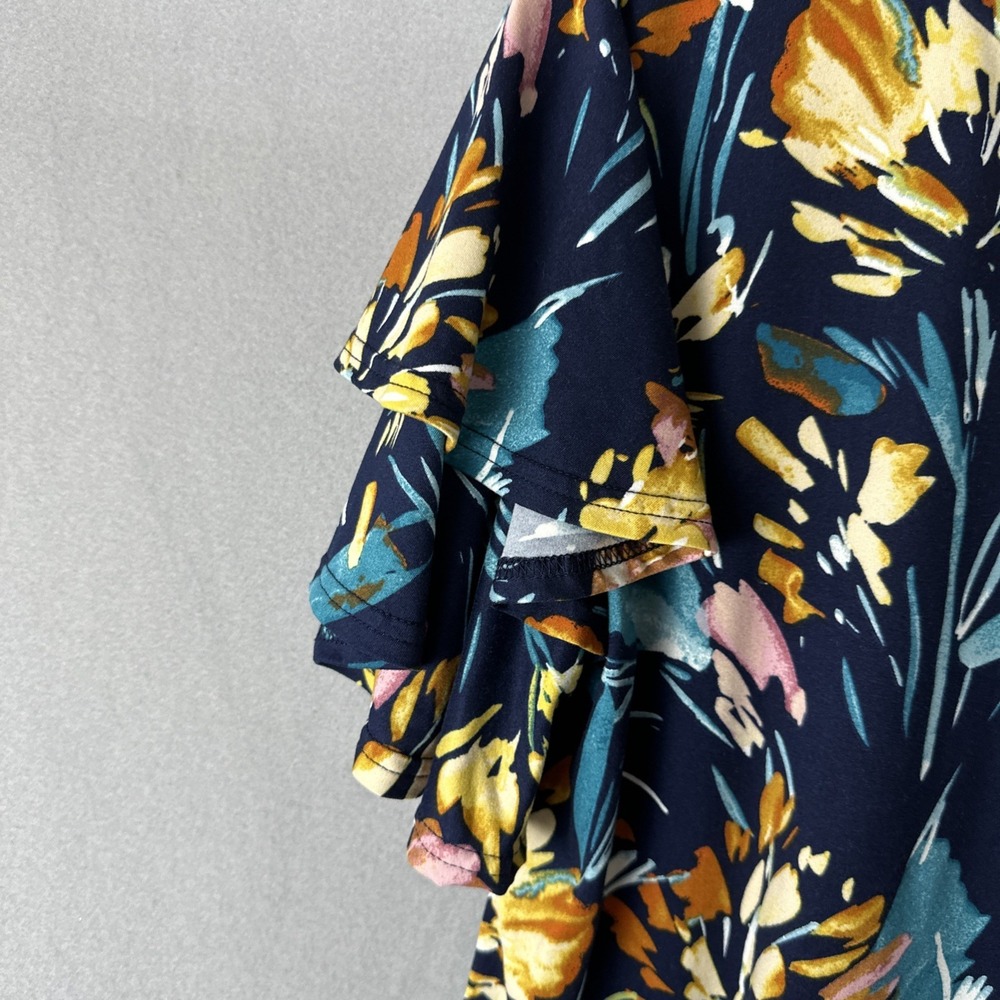 Flying Tomato Floral Ruffle Flutter Sleeve Mocked Neck Top Size Small - Picture 5 of 9